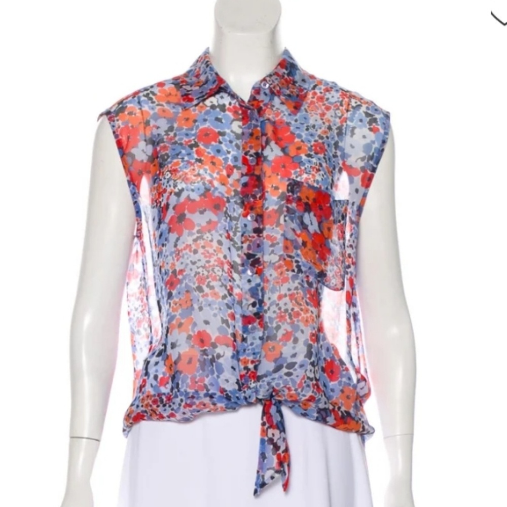 Equipment floral silk sleeveless top